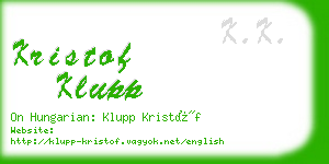 kristof klupp business card